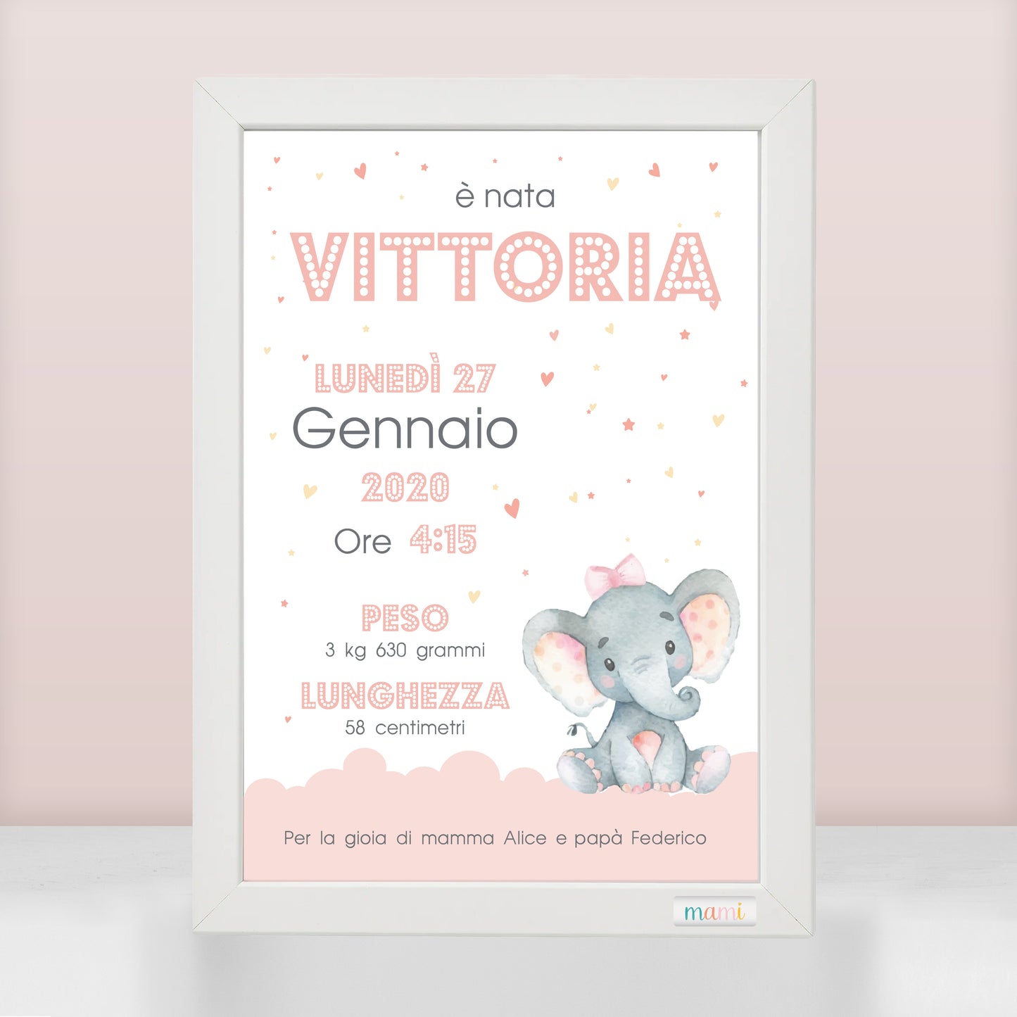 Un Elefantino Dolcissimo - Quadretto Nascita