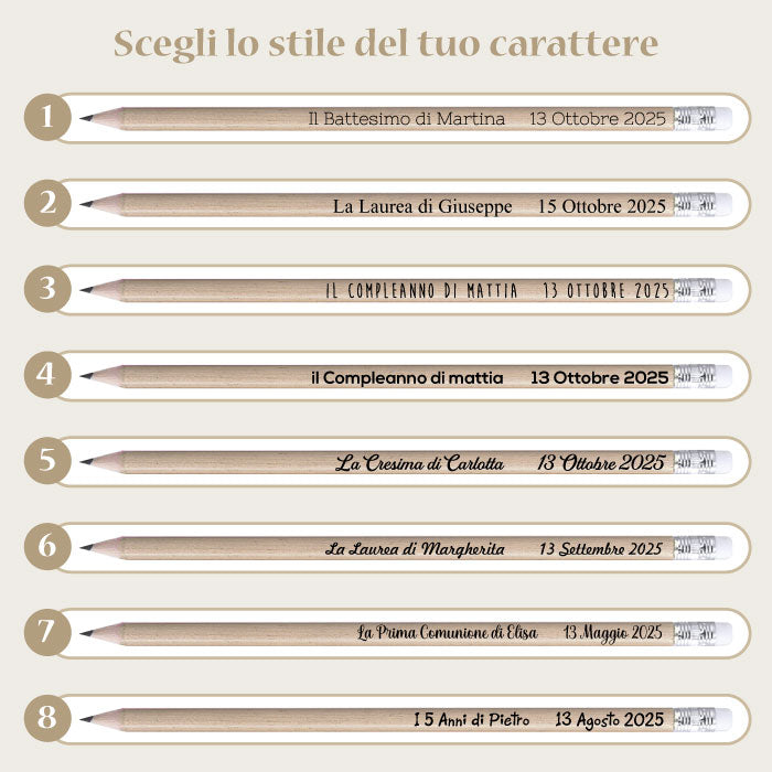 30 Matite in Legno naturale con Incisione