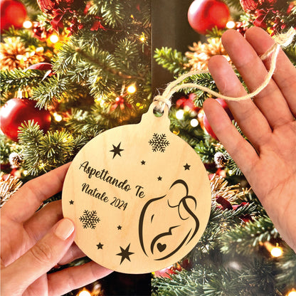 Pallina di Natale in Legno con Incisione