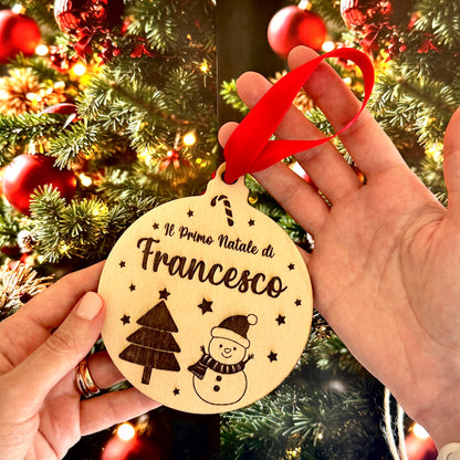 Pallina di Natale in Legno con Incisione