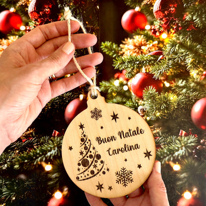 Pallina di Natale in Legno con Incisione