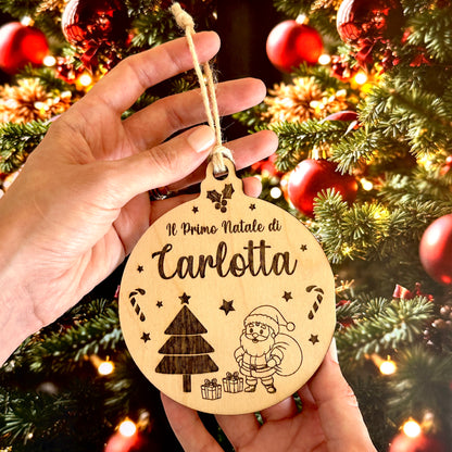 Pallina di Natale in Legno con Incisione