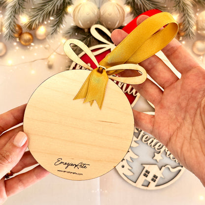 Pallina di Natale in Legno Naturale Colorata