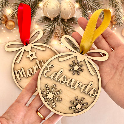 Pallina di Natale in Legno Naturale