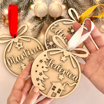 Pallina di Natale in Legno Naturale