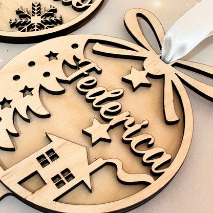 Pallina di Natale in Legno Naturale