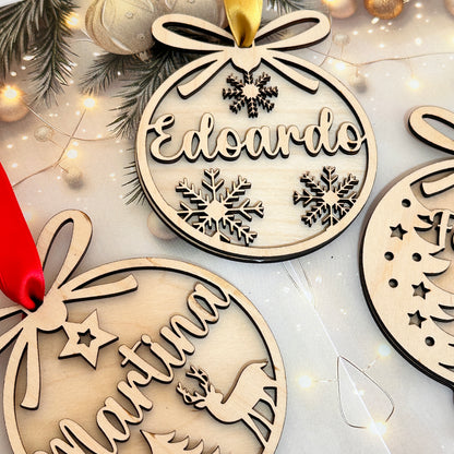 Pallina di Natale in Legno Naturale