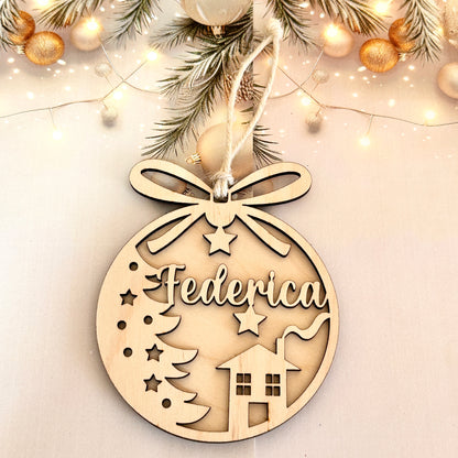 Pallina di Natale in Legno Naturale