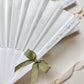 Ventaglio Bianco Plastica e Tessuto con Nomi e Fiocco in Chiffon