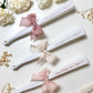 Ventaglio Bianco con Nomi e Fiocco in Chiffon