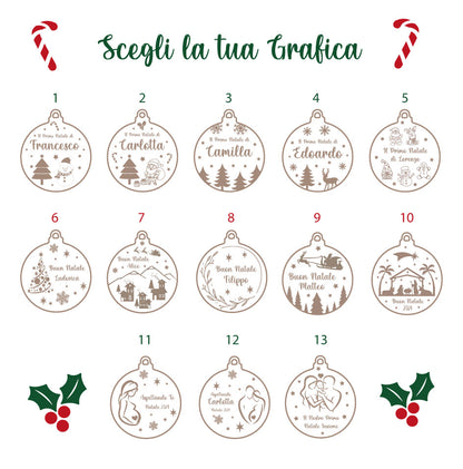 Pallina di Natale in Legno con Incisione