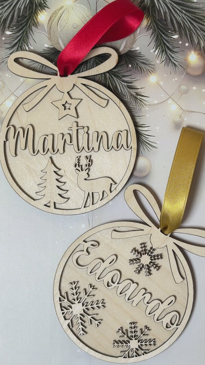 Pallina di Natale in Legno Naturale