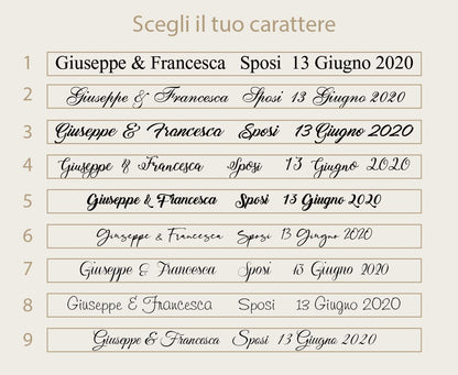 Ventaglio in Legno di Bambù e Carta con Nomi, Fiocco e Cartoncino